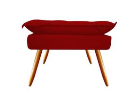 Puff Puf Banqueta Decorativa Opala Retangular Suede Vermelho Pés Palito Madeira Ms Decor