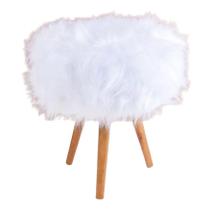 Puff Puf Banqueta Para Salão De Beleza Pelúcia Branca 50 Cm