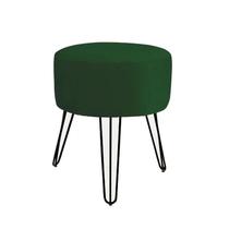 Puff Puf Banqueta Redondo Decorativo Verde Pés Ferro Preto