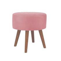 Puff Puf Banqueta Redondo Suede Rosê 4 Pés Palito Para Sala