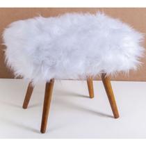 Puff Puf Banqueta Siena Pelucia Branco