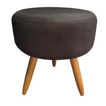 Puff Puf Decorativo Lavínia Redondo Suede Marrom Pés Palito Madeira Mz Decor