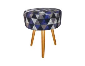 Puff Puf Decorativo Lavínia Redondo Suede Triângulo Roxo Pés Palito Madeira Mz Decor