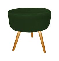 Puff Puf Decorativo Lavínia Redondo Suede Verde Pés Palito Madeira Ms Decor