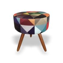 Puff Puf Decorativo Lavínia Suede Triângulo Redondo E Estampas