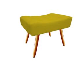 Puff Puf Decorativo Nina Retangular Couro Amarelo Pés Madeira Ms Decor