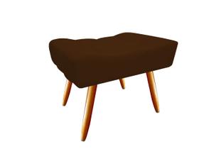 Puff Puf Decorativo Nina Retangular Couro Marrom Pés Madeira Ms Decor