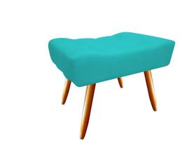 Puff Puf Decorativo Nina Retangular Suede Azul Turquesa Pés Madeira Ms Decor Puff Puf Decorativo Nina Retangular Suede Azul Turquesa Pés Madeira Ms Decor