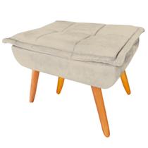 Puff Puf Decorativo Opala Classic Retangular Suede Bege Pés Madeira Ms Decor