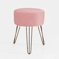 Puff Puf Decorativo Suede Rosê Pés Aramado Rosê Gold Puff Puf Decorativo Suede Rosê Pés Aramado Rosê Gold