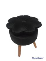 Puff Puf Pé Pés Madeira Redondo Banco Banqueta Petala Tecido Inca Aveludado