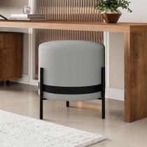 Puff Puf Pufe Tecido Boucle Base Metal Dourada ou Preta