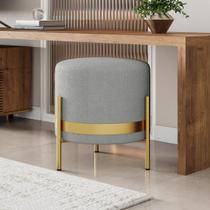 Puff Puf Pufe Tecido Boucle Base Metal Dourada ou Preta