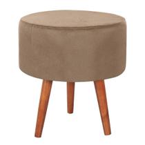 Puff Puf Redondo Pes Palito 44x40cm Suede Marrom Claro Mpassos Marrom Claro