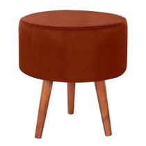 Puff Puf Redondo Pes Palito 44x40cm Suede Terra Cota Mpassos Terra Cota