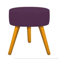 Puff Pufe Pufinho Sofia Decorativo Redondo Pés Palito Suede Roxo para Consultório Sala de Estar Recepção Quarto - AM Decor