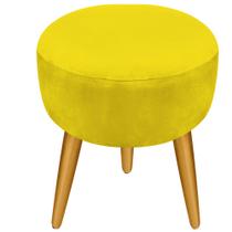 Puff Pufinho Puf Redondo Pés Palito Suede Amarelo Recepção Sala Quarto - Bela Móveis