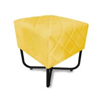 Puff Quadrado Bela Suede Amarelo Base X Preta - Vallisa Decor