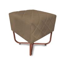 Puff Quadrado Bela Suede Cappuccino Base X Cobre - Vallisa Decor