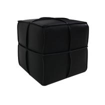 Puff Quadrado Clara 42cm Couro Preto Sallar Home
