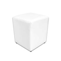 Puff Quadrado Cubo - Couro Branco