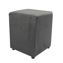 Puff Quadrado Cubo - Suede Cinza