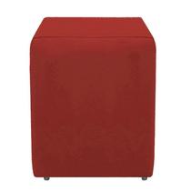 Puff Quadrado Dado Suede Banqueta Decorativa Suede Vermelho