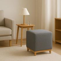 Puff Quadrado Decoração Luxo Sala Quarto Resistente Base de Madeira Maciça Reforçado Luxo