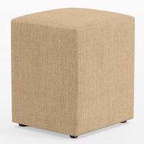 Puff Quadrado Decorativo L02 Sala de Estar Linho Bege Escuro - Lyam Decor