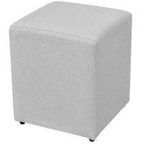 Puff Quadrado Decorativo L02 Sala de Estar Linho Cinza - Lyam Decor