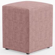 Puff Quadrado Decorativo L02 Sala de Estar Linho Rosê - Lyam Decor