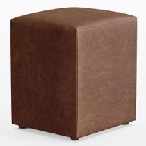Puff Quadrado Decorativo L02 Sala de Estar material sintético Marrom - Lyam Decor