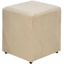 Puff Quadrado Decorativo L02 Sala de Estar Suede Bege - Lyam Decor