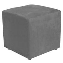 Puff Quadrado Decorativo L02 Suede Cinza - Lyam Decor