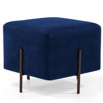 Puff Quadrado Decorativo Status 45x45 D02 Pés de Aço Veludo Azul Oxford C-304 - Lyam Decor Puff Quadrado Decorativo Status 45x45 D02 Pés de Aço Veludo Azul Oxford C-304 - Lyam Decor
