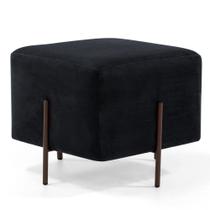 Puff Quadrado Decorativo Status 45x45 D02 Pés de Aço Veludo Preto C-300 - Lyam Decor Puff Quadrado Decorativo Status 45x45 D02 Pés de Aço Veludo Preto C-300 - Lyam Decor