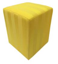 Puff Quadrado Jacquard Amarelo Listrado Puff Quadrado Jacquard Amarelo Listrado