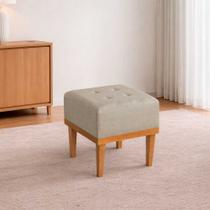 Puff Quadrado Linho Sala Quarto Banqueta Decorativo