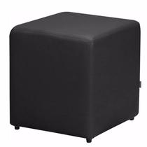Puff Quadrado material sintético Preto - Nay Estofados