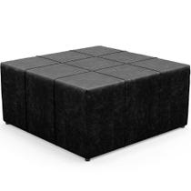 Puff Quadrado Milano 90x90cm W01 material sintético Preto