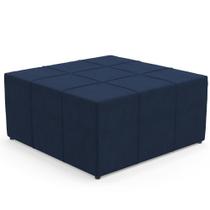 Puff Quadrado Milano 90x90cm W01 Suede Azul Marinho