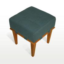 Puff Quadrado Para Sala De Linho - Verde