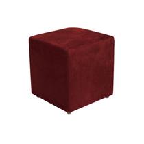 Puff Quadrado para Sala Decorativa Dado Confort Tecido Suede Cor Bordô - Decorar