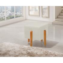 Puff Quadrado Pés em Madeira Maciça Fiji Linho Crú Puff Quadrado Pés em Madeira Maciça Fiji Linho Crú