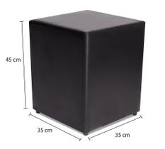 Puff Quadrado Sintético Preto 35x35cm Decorativo