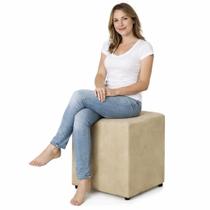Puff Quadrado Suede D33 42cm Altura para Sala Quarto Decorativo Js Puffs