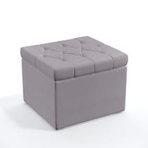Puff Quasar / com Capitonê / N-023 Veludo Cinza Claro