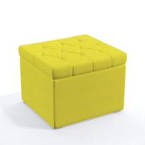Puff Quasar Com Capitonê Para Sala de Estar Sued Amarelo Aradecor