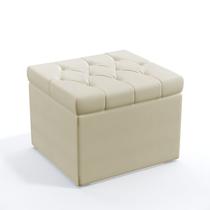 Puff Quasar Com Capitonê Para Sala de Estar Sued Bege Aradecor