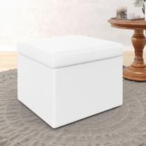 Puff Quasar para Sala de Estar Couro Branco Aradecor